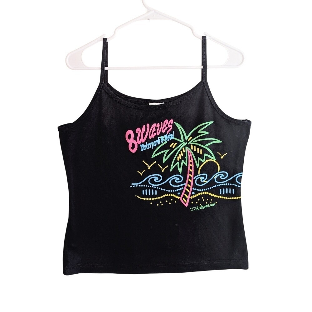 Vintage 90s Y2K Water Park Palm Tree Graphic Tank Top